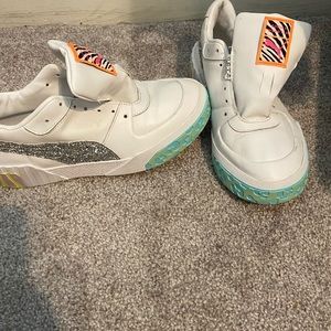 Puma X Sophia Webster Women's Cali Fur Trainers - Puma White/Metallic Silver